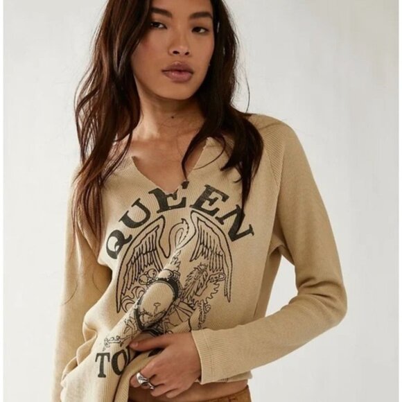 Free People Daydreamer Queen Thermal XS Khaki Taupe New Long Sleeve Top - Picture 1 of 6
